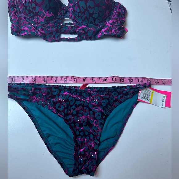 Betsey Johnson Lot 3:Metallic Pink Leopard Wild Instinct 2 Tops & Bottom NWT S/M - Picture 14 of 15